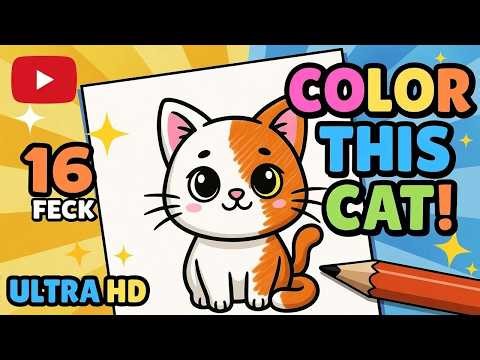 Cute Cat Coloring Page | Learn How to Color a Cat Step by Step