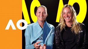 "Ten kilos of sushi" sounds like double trouble. 🍣😍👭 Can we hang out with you, Babos Tímea and Kristina Mladenovic? | Australian Open