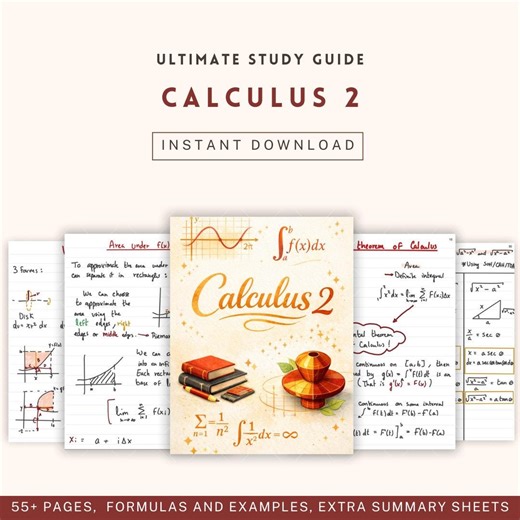 Calculus 2 Notes | Complete Calculus II Study Guide | Integrals, Series, Applications | Clear & Aesthetic Math Notes (PDF) - Etsy