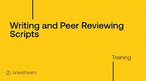 Writing and Peer Reviewing Scripts Training