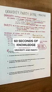 60 seconds of knowledge!! Gravidity and parity! #foryou #fyp #nursing #nursingstudent #studyhacks #nursingschoolh | Step Begg