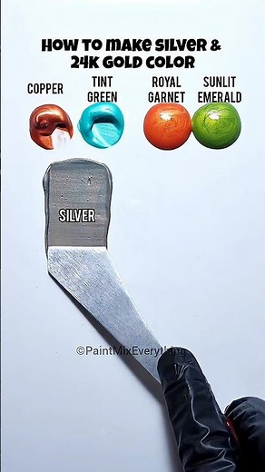 How to Make Silver & 24K Gold Color! Satisfying Paint Mixing #satisfying #colormixing #acrylicpaint