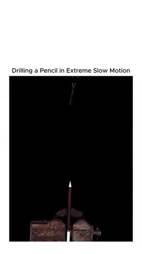 @cinemaa.4u on Instagram: "A simple pencil turns into a full slow-motion spectacle the moment the drill bit makes contact. As the metal spins, the wooden body begins to split, curl, and peel away in perfect spirals — each shaving forming like a ribbon frozen in time. In extreme slow motion, every detail becomes visible: • the drill biting into the wood • microscopic cracks spreading outward • smooth curls of wood lifting away • the graphite core resisting… then finally giving in What happens in 