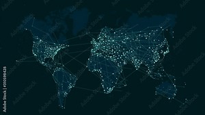 World map global technology and telecommunication network