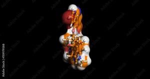 Nicergoline, vasodilator drug for treatment of senile dementia, migraines, transient ischemia, 3D molecule spinning, 4K