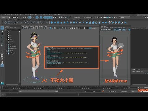 MAYA MEL Script: How to rotate the character pose without moving the master controller？
