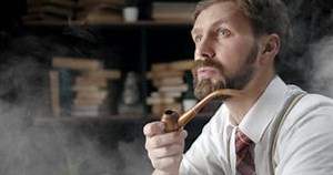 Bearded Man Smoking Pipe stock video. Video of pipe - 171834967