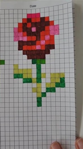 How to Draw a Rose on Grid Paper 🌹#pixelart #gridpaperdrawing #shorts #satisfying