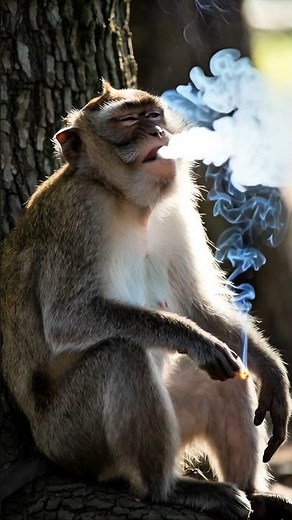 Monkey Smokes a Cigarette Like a BOSS 😮💨 #viral #funny #cute