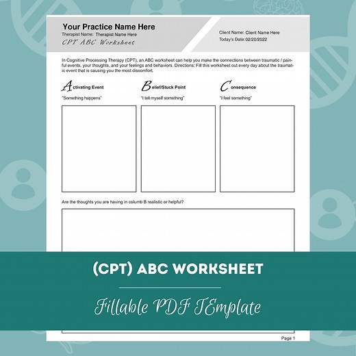 Cognitive Processing Therapy (CPT) ABC Worksheet | Editable / Fillable PDF | for Counselors, Psychologists, Social Workers, Therapists - Etsy