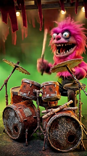 Kermit plays heavy metal guitar and Animal destroys drums #heavymetal #muppets #kermit
