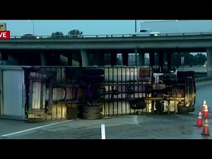 Eastbound I-80 connector to I-5 in Sacramento blocked by big rig