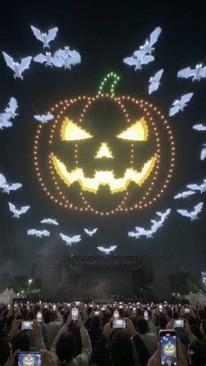 🎃 Giant Halloween Pumpkin Appears in the Sky! 👻 | Epic Drone Light Show #Shorts