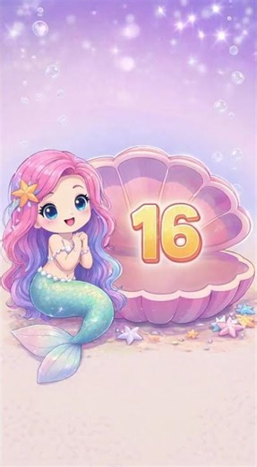 Learn Number 16 with Mermaid 🧜‍♀️🐚 | Number Recognition for Kids #shorts