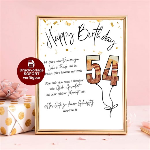 54th Birthday Money Gift - Printable Gift Idea Download - Last Minute DIY - 54 Years Old - Gift Certificate Template Card - Giving Money - Etsy