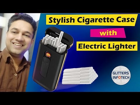 Stylish Cigarette Case with Electric Lighter for Slim Cigarettes with Flameless, Windproof E-Lighter