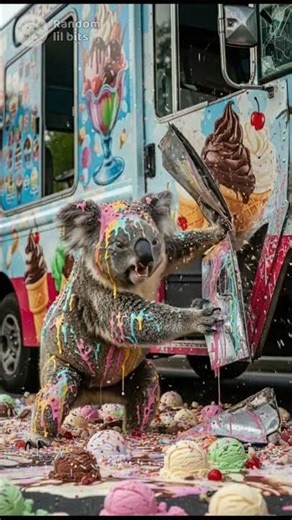 Grumpy Koala and ice cream van #icecream #koala #breaking