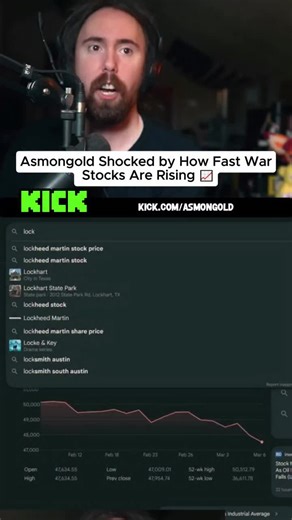 Asmongold suddenly notices something unusual while checking multiple stock charts live on stream 📈. As he opens different companies connected to the defense industry, the same pattern keeps appearing. One by one, the charts reveal the same trend: massive growth across military and defense stocks 🚀. The realization happens in real time as he reacts to the surge happening across multiple companies. Moments like this quickly turn into viral reactions online ⚠️ as viewers discuss what rising defen
