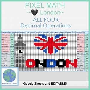 Pixel Art Math -  ❤ LONDON - All Four Decimal Operations