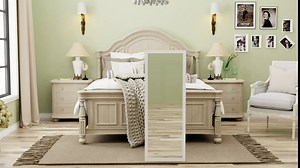MIRUO Over The Door Mirror Wall Mirror Dressing Make Up Full Length Hanging Door Mirror Polystyrene Frame for Bathroom, Bedroom, Living Room, Dorm and More(White, 43" x 16")
