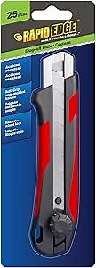 Rapid Edge 25mm Snap-Off Utility Knife, Razor Knife Utility Tool with Acetone-Resistant Soft Grip Handle, Utility Blade with 7 Snap-Off Points, 1-Pack Knife