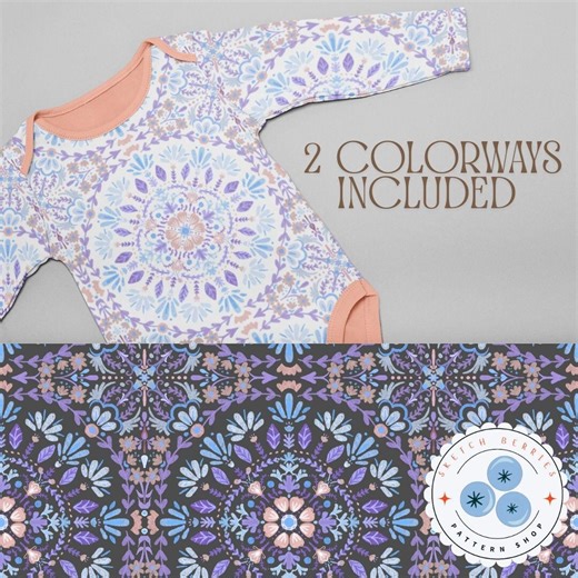 Floral Seamless Pattern | Purple Hand-drawn Digital Png - Etsy