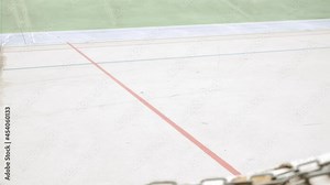 Velodrome race. Professional cyclists riding fast on cycling track. Sport concept