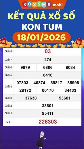 Kon Tum Lottery results for January 18th - XSKT 18/1 - XS Kon Tum - Kon Tum State Lottery results...