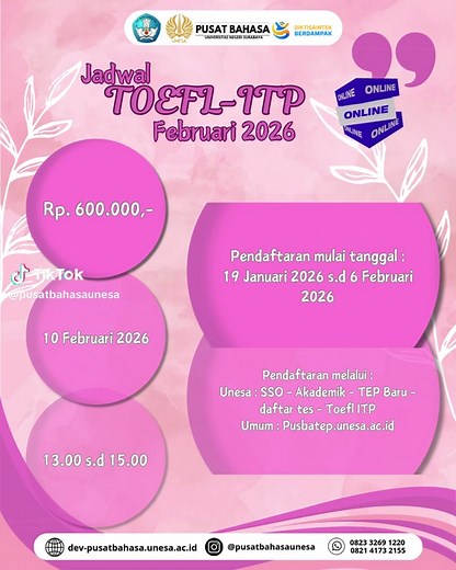 Jadwal Pendaftaran TOEFL ITP Online Februari 2026