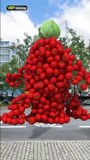 P.1942 Create pairs of humanoid fruits🍅🍓 that walk and collide with each other c4d special effect