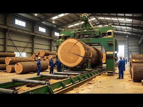 Inside a Giant Wood Sawmill Factory | Full Plywood Manufacturing Process From Logs to Tables
