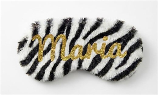 Valentine Gift Personalized Faux Fur Sleep Mask Set, Zebra Stripes Fluffy Eye Mask   Satin Travel Pouch, Custom Name, Gift for Her - Etsy