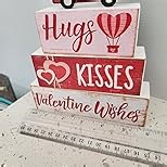 4 Pcs 4th of July Table Decorations Reversible Memorial Day Table Centerpiece Red White and Blue Patriotic Fireworks Block Sign with String for Independence Day Tiered Tray Decor(Firework)