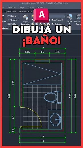 How to Draw a Bathroom in AutoCAD in Less Than 1 Minute #autocad #yqarch