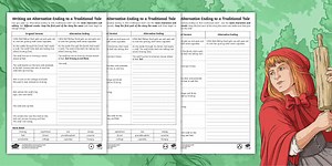 Writing an Alternative Ending to a Traditional Tale (Little Red Riding Hood) Differentiated Worksheet