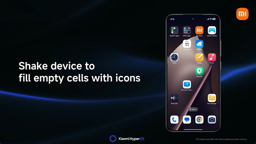 Xiaomi HyperOS on Instagram: "Home screen cluttered with apps? Pinch with two fingers to enter edit mode, then shake to clean it up！ #XiaomiHyperOS #Xiaomi #HomeScreen"