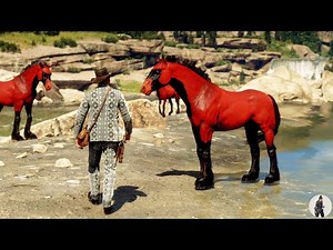 Arthur Morgan Spots and Tames a Powerful Lanidrac Fantasy Horse at the Waterfall