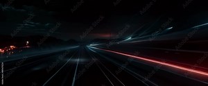 Laser beams luminous abstract sparkling isolated on a transparent background. Trails of light left by acceleration speed motion on night road. Light moving fast train over darkness. Generative ai