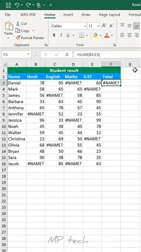 How to find total in excel 😱 #excel #office #spreadsheet