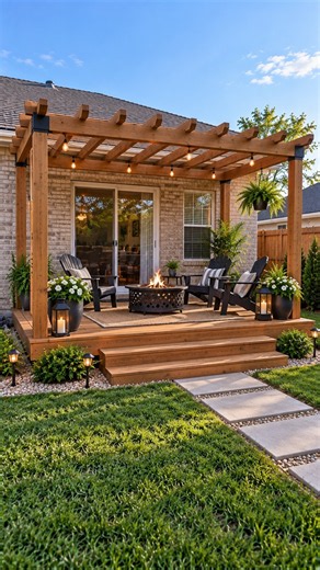 Bare Dirt to Cozy Deck & Pergola | Backyard Transformation #shorts