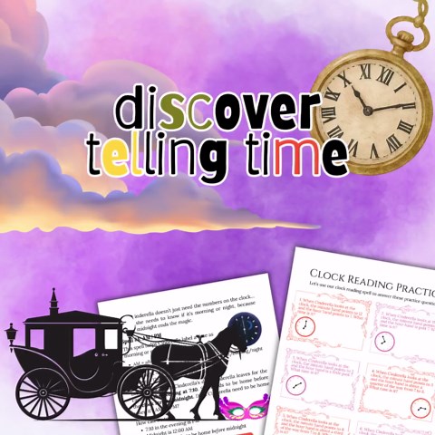 Cinderella Tells Time Printable | Grade 2 Time Worksheets | Analog Clock and Elapsed Time PDF