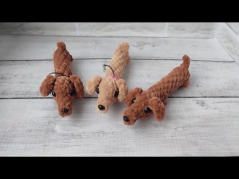 Crochet dachshund dog, mini dachshund / wiener dog tutorial, dog keychain