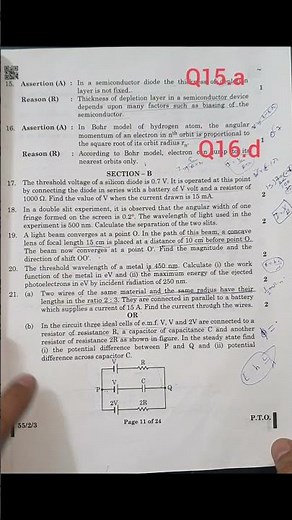 Class 12 Physics CBSE board 2025 Paper Set 3 Code 55/2/3
