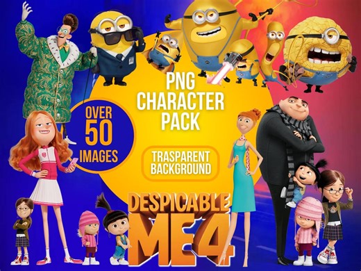 Despicable Me 4 PNG Character Pack, Transparent Files, Minions Clipart, Despicable Me Images, Minions PNG, Print-ready Files for Party Kits - Etsy