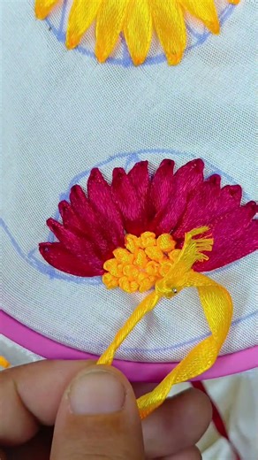Ribbon work #ribbon #embroidery #handbroidery #viral #shorts