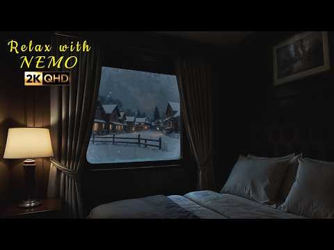 Traveling by Train on a Snowy Winter Night 🚂 Dimly Lit Sleeper Train Ambience for Sleep & Relaxation