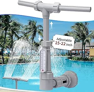 Patented Swimming Pool Fountains - Fit Inground & Above Ground Pool, Water Fun Waterfall Pool Jet Aerator Cooler, Extend Adjustable Pipe Pool Sprinkler Dual Spray Swimming-Pool Garden Decor