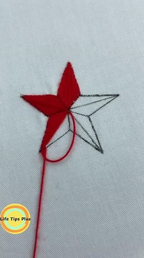 Hand Embroidery: Five-pointed star.Amazing Embroidery Stitches For Beginners/Guide to Sew. #shorts