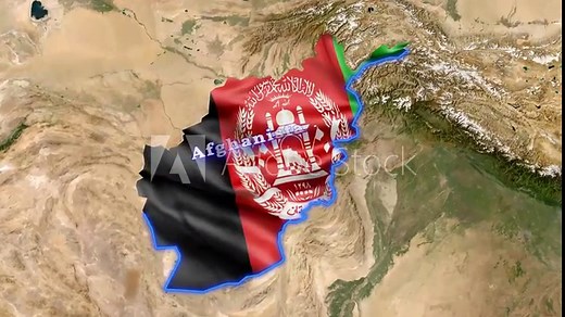 3D Animated Map of Afghanistan with Flag Geopolitical & Geographic Data