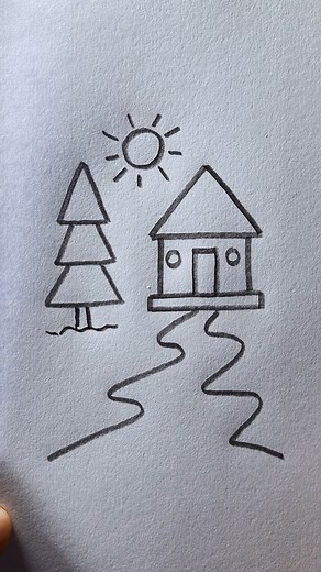 A Beautiful Drawing for Kids from Triangles, Squares and Circles #drawing #art #shorts | Rongdhonu Art and Drawing